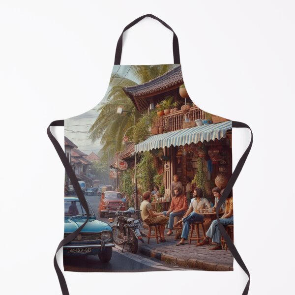 Item preview, Vibrant 1970s Denpasar – AI Artwork Colorful Roadside Café Scene for City Lovers, Travelers, and Vintage Enthusiasts designed and sold by knalpot-design.