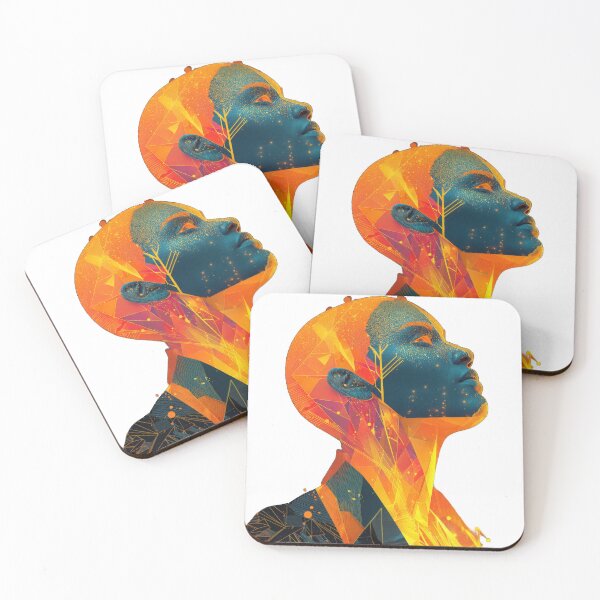 Item preview, Vibrant digital art portraying a person with geometric patterns  designed and sold by CreativeLarysa.
