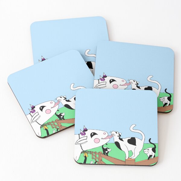 Item preview, Nine Harlequin Heart Cats with a Happy Cow designed and sold by JoyousArt4u.