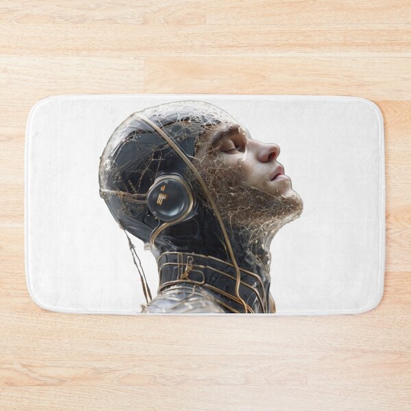 Item preview, Robot with intricate wiring displays serene expression outdoors designed and sold by CreativeLarysa.