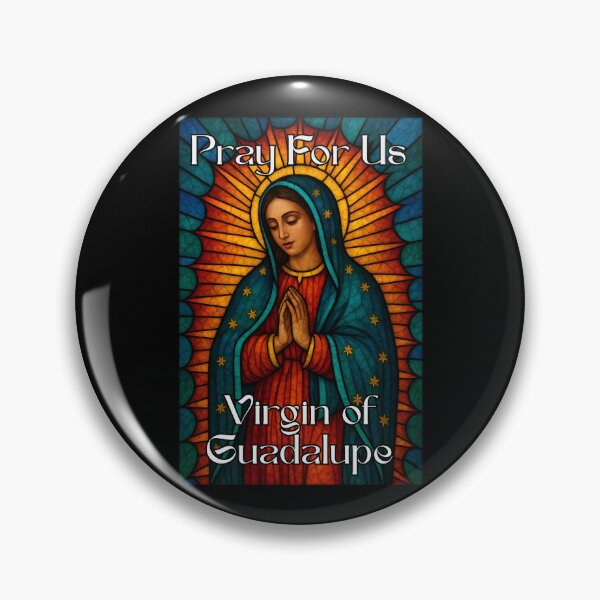 Item preview, Our Lady of Guadalupe Stained Glass Art - Spiritual and Devotional Print Pray For Us designed and sold by Psycho-Crazy.