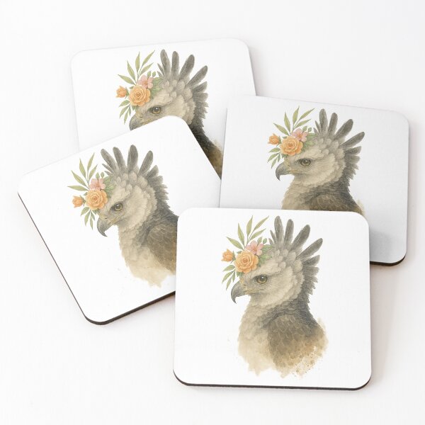 Item preview, Harpy Eagle with Flower Crown – Majestic Watercolor Art designed and sold by Print-Zoo.