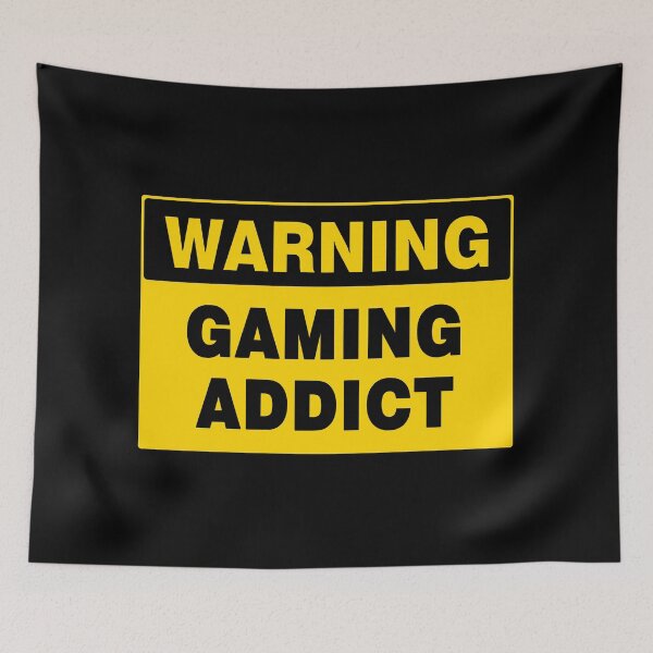Item preview, WARNING SIGN, GAMING ADDICT, INDUSTRIAL SIGNAGE, FUNNY designed and sold by AASparksDesigns.