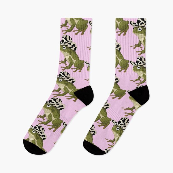 Item preview, frog in a cow print cowboy hat on pink background designed and sold by Lizzilzil.
