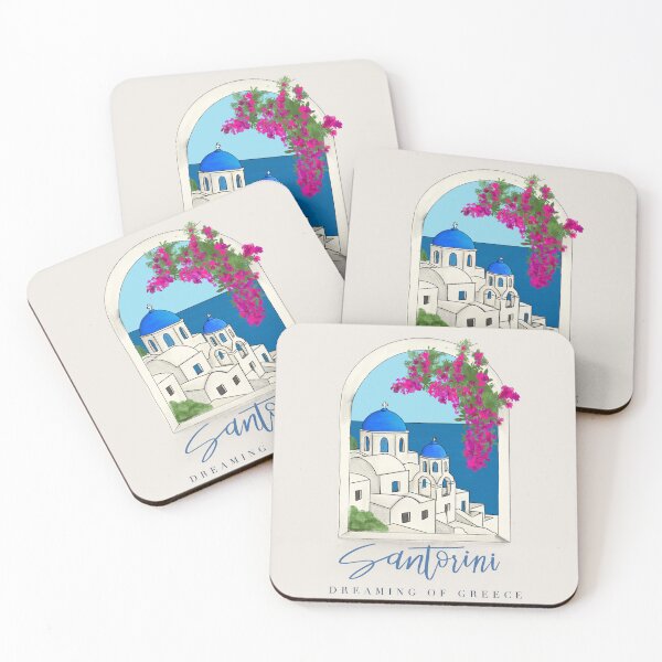 Item preview, Santorini Dreams – Aegean Sea Window View Postcard designed and sold by skybluepink studio.