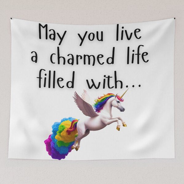 Item preview, Funny Rainbow Farting Unicorn – Charmed Life Quote Design designed and sold by Fredster1966.