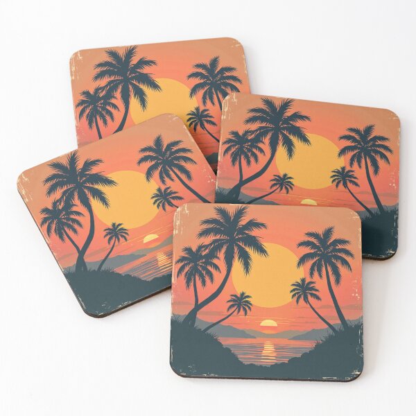 Item preview, Retro Sunset with Palm Trees - Vintage Vibes designed and sold by Arte Zen.
