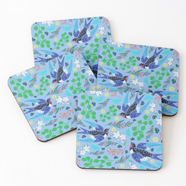 Item preview, Trio of Flying Barn Swallows and Butterflies designed and sold by Pixelchicken.