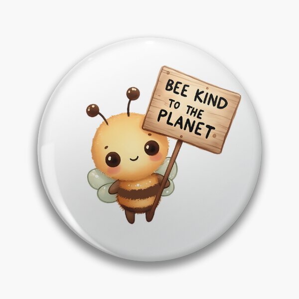 Item preview, Kawaii Bee with Environmental Message,"Bee Kind to the Planet" Cute Art designed and sold by Adorablehaunts.