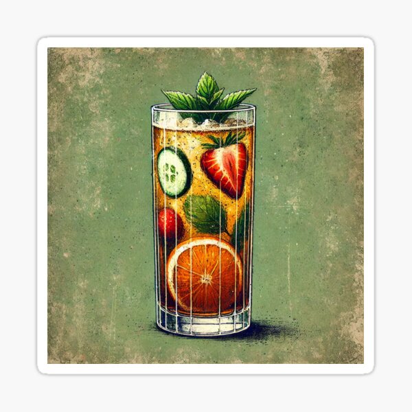 Item preview, Vintage Inspired English Pimm’s Cup Signature Drink Illustration  designed and sold by GildedStraw.