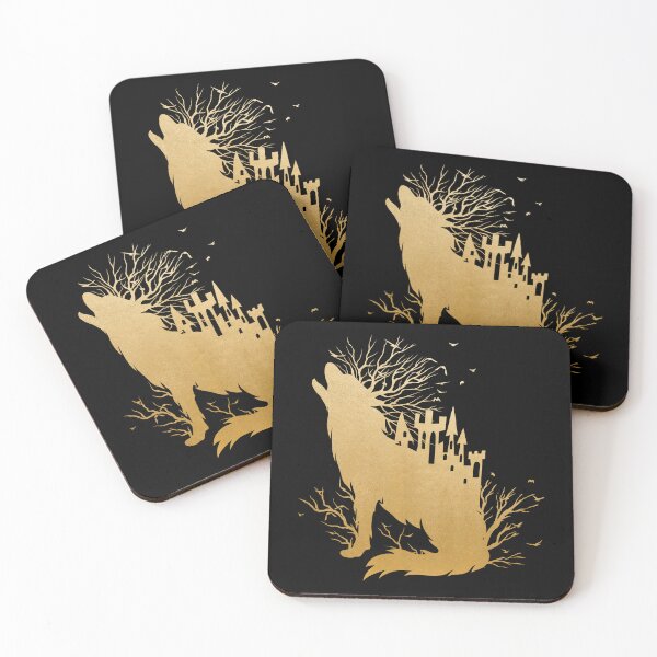 Item preview, Fairy Tale Gold Wolf Castle and Trees designed and sold by Pixelchicken.