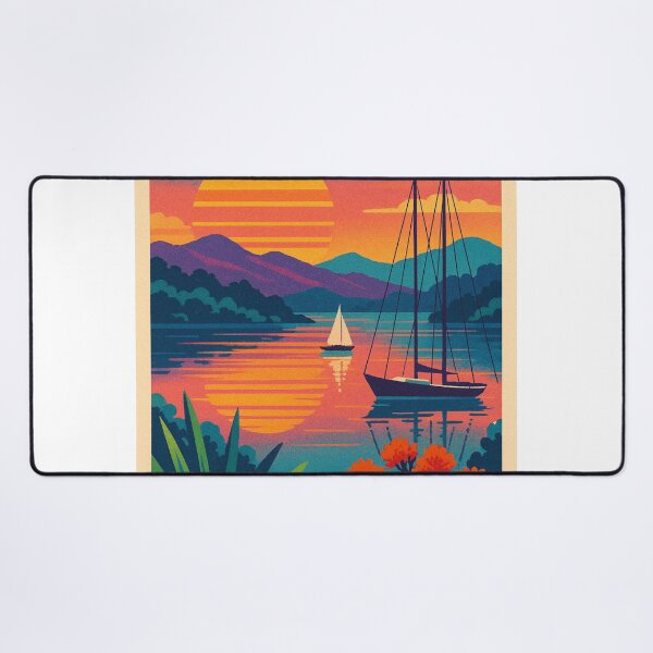 Item preview, Whangārei Harbor Northland New Zealand Tropical Sunset with Sailboats and Flowers designed and sold by Aryabek.