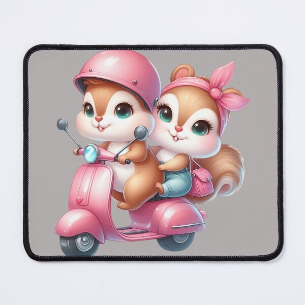 Item preview, Cute squirrel pair on pink scooter! designed and sold by fribabywonder.