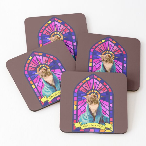 Item preview,  Patron Saint of Cozy - Sacred Robed Cat Art with Stained Glass designed and sold by LUV963.