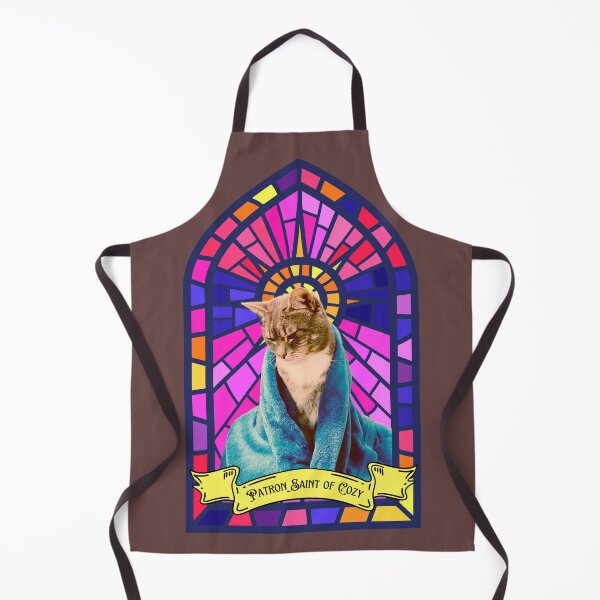 Item preview, Patron Saint of Cozy - Sacred Robed Cat Art with Stained Glass designed and sold by LUV963.