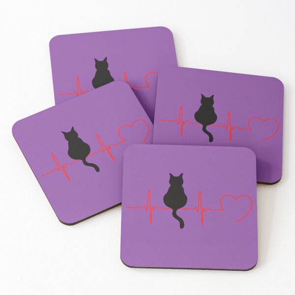 Item preview, Cat Lover Heartbeat – Feline ECG Design  Black designed and sold by FaeryNuff.