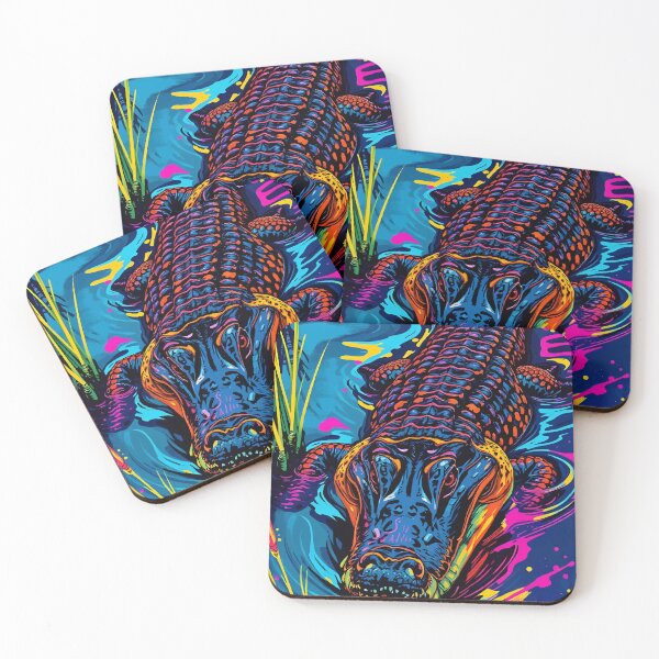 Item preview, Psychedelic Neon Alligator in Swamp Water designed and sold by WildlifeInc.