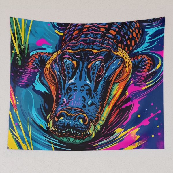 Item preview, Psychedelic Neon Alligator in Swamp Water designed and sold by WildlifeInc.