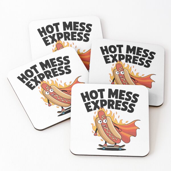 Item preview, Funny Hot Mess Express Skateboard Hot Dog Cartoon Design designed and sold by badburropress.