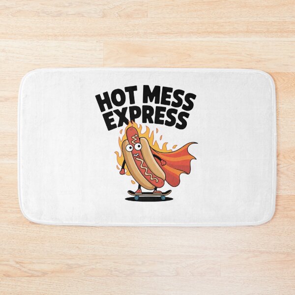 Item preview, Funny Hot Mess Express Skateboard Hot Dog Cartoon Design designed and sold by badburropress.