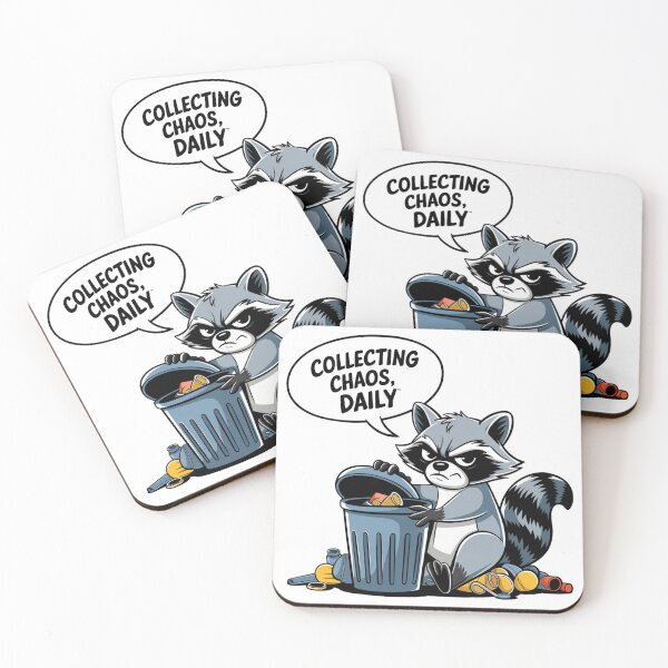 Item preview, Funny Collecting Chaos Daily Raccoon Cartoon Design designed and sold by badburropress.