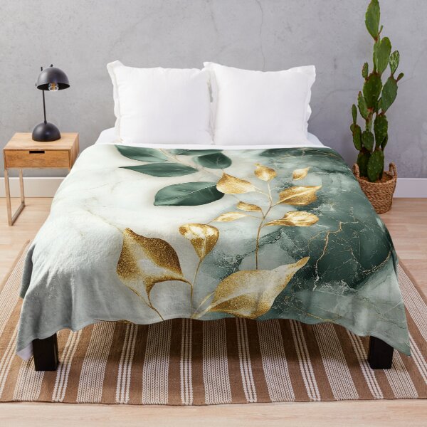 Item preview, Green Gold Leaves on Marble Design designed and sold by Eclectic Monkey.
