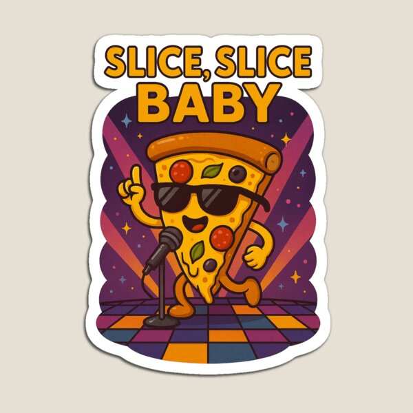 Item preview, Pizza divertida de Slice Slice Baby cantando: diseño retro vintage de dibujos animados designed and sold by Patternicity.