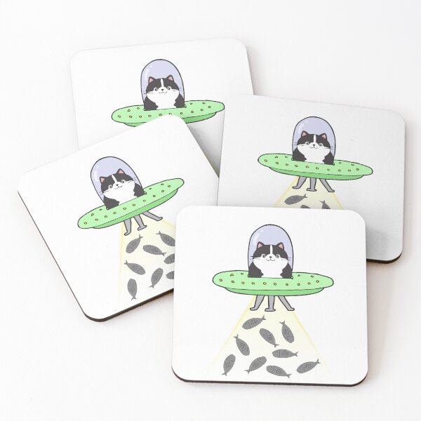 Item preview, Funny fat cat is in a spaceship abducting food designed and sold by Pet Station.