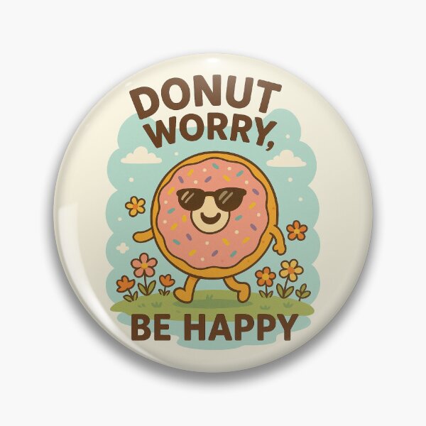 Item preview, Donut Worry Be Happy | Cute Donut Cartoon Retro Vintage Style designed and sold by Patternicity.