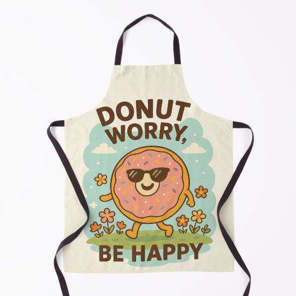 Artikelvorschau, Donut-Sorge, sei glücklich | süßer Donut-Cartoon im Retro-Vintage-Stil entworfen und verkauft von Patternicity.