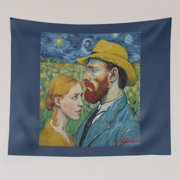 Item preview, "Starry Night Encounter: Vincent van Gogh and the Sunflower Field" designed and sold by Artisticanvas.