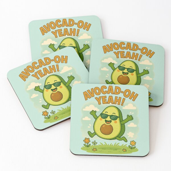 Item preview, Avocad-oh Yeah! Cute Happy Avocado Cartoon Art designed and sold by Patternicity.