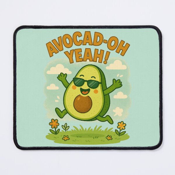 Item preview, Avocad-oh Yeah! Cute Happy Avocado Cartoon Art designed and sold by Patternicity.
