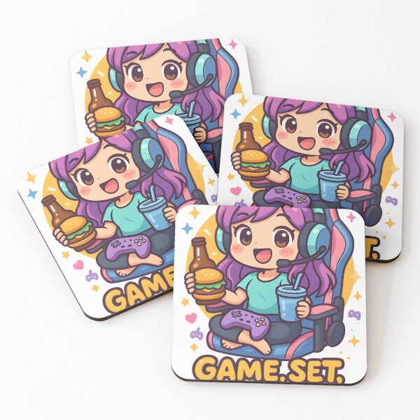 Item preview, Game, Set, Snack – Kawaii Chibi Gamer Girl Art designed and sold by Snackwear Apparel.