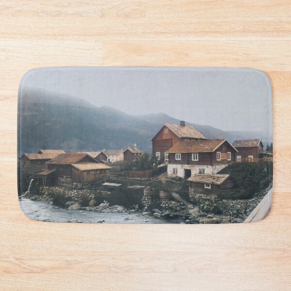 Item preview, Houses next to a river in Norway designed and sold by 19th Century in Color.