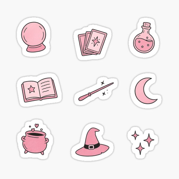 Item preview, Pink Witchy Magic Sticker Set for Spellcasters and Dreamers  designed and sold by gyenayme.