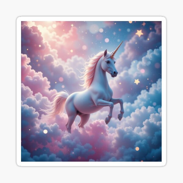 Item preview, majestic unicorn leaps through a dreamy sky designed and sold by InezPhotography.