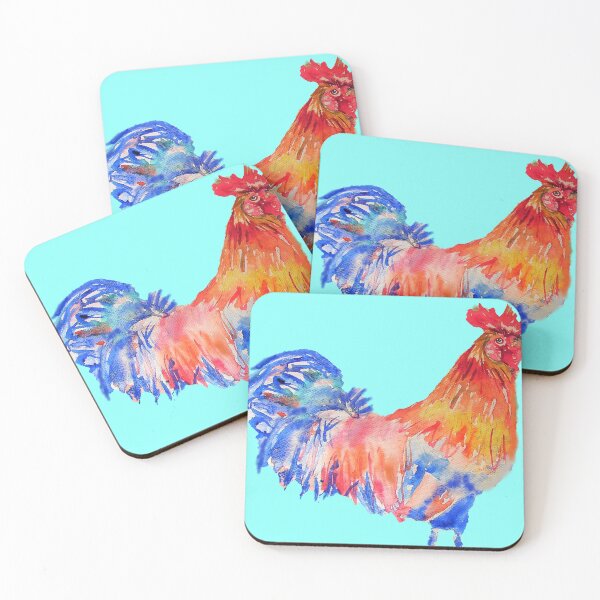 Item preview, Red Rooster Watercolor Painting Chicken Bright Colourful designed and sold by Sarah  Rajkotwala.