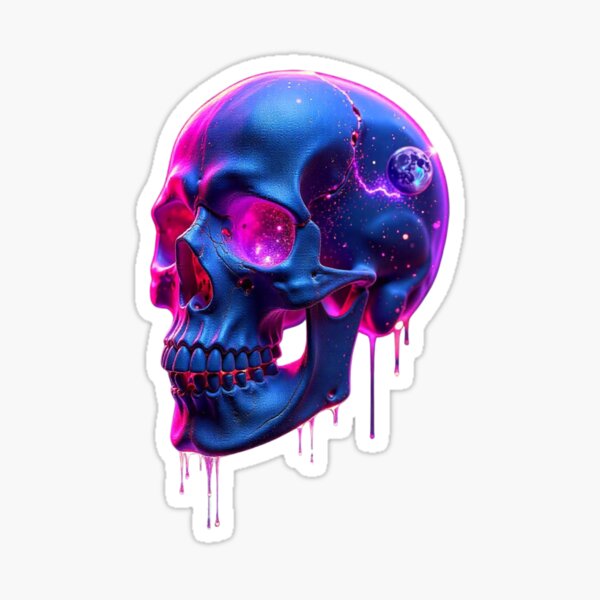 skull with stars, moons classic tshirt Sticker