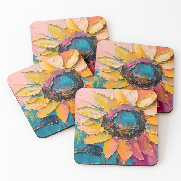 Item preview, Radiant Sunflower Floral Impasto Art - Bold Yellow and Orange Petals Against a Vivid Multicolored Dream AI Generated designed and sold by OlfactoART Studio.