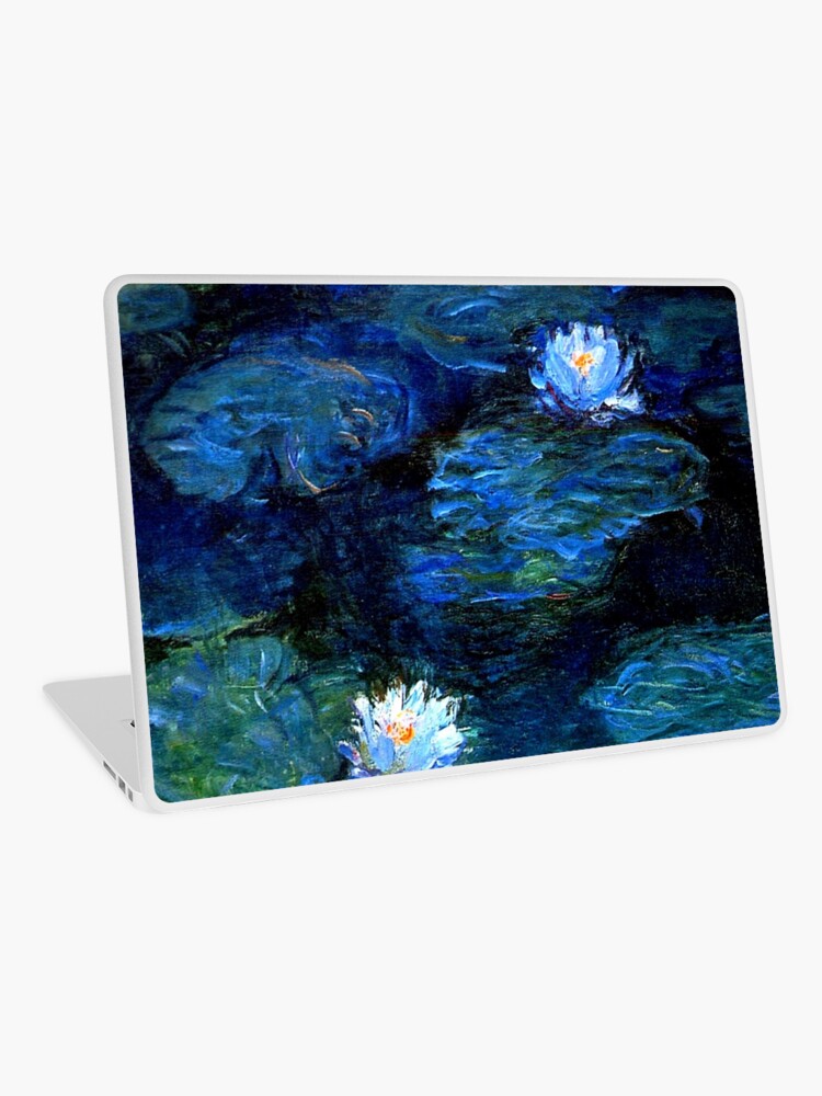 Aperçu 1 sur 2. Skin adhésive d'ordinateur avec l'œuvre Nénuphars Monet bleu profond créée et vendue par PureVintageLove.