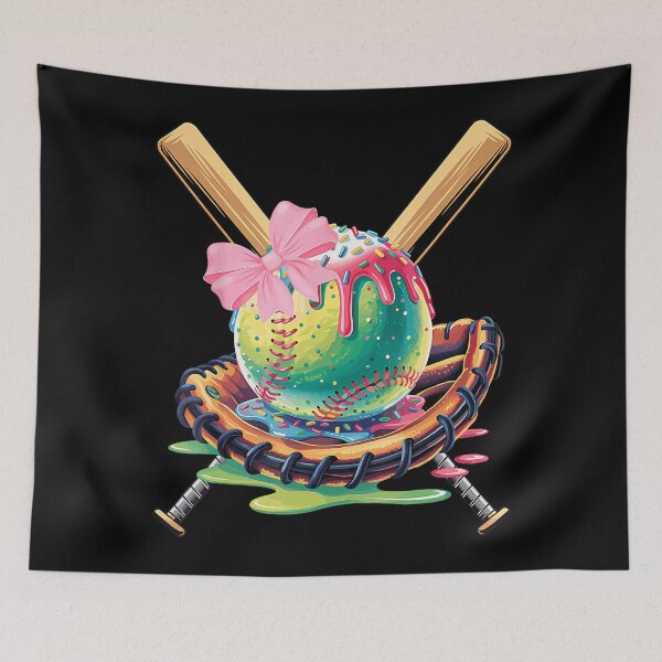 Item preview, Funny Softball Mom Coquette Bow Ice Cream Drip Glove designed and sold by Filek-mable.