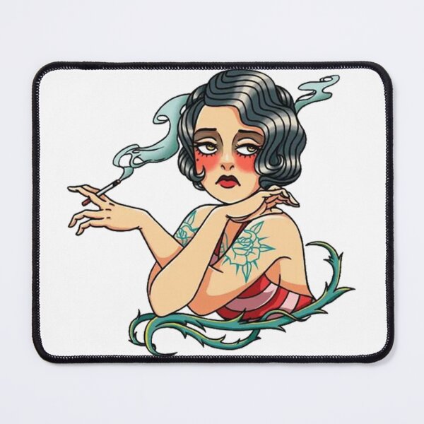 Item preview, Old School Tattoo, Women Smoking Old School Tattoo designed and sold by HaydenMillepied.