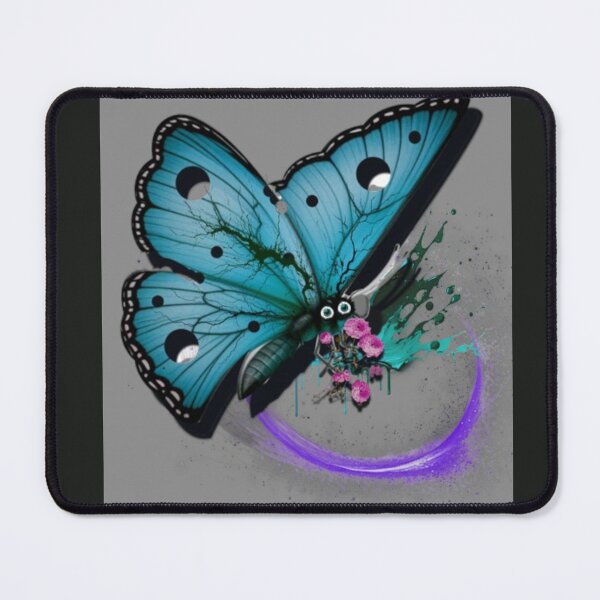 Item preview, Abstract Blue Butterfly Art with Floral Accents designed and sold by tinkeybabes.