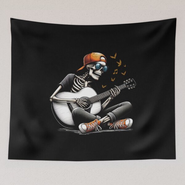 Item preview, Cool Skeleton Playing Guitar | Rock and Roll Streetwear Design designed and sold by Aredbox.