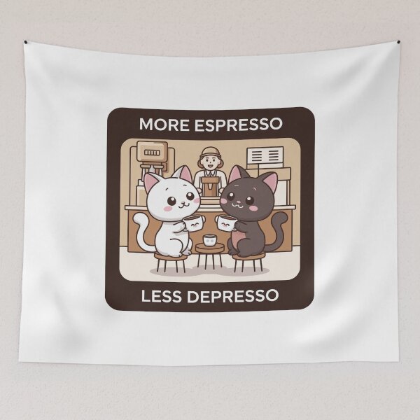 Item preview, More coffee, expresso, depression, motivational, cat, funnyfits70, Humor, Funny, retro, vintages, funny quotes, animal humor, designed and sold by FunnyFits70.
