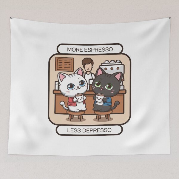 Item preview, More coffee, expresso, depression, motivational, cat, funnyfits70, Humor, Funny, retro, vintages, funny quotes, animal humor, designed and sold by FunnyFits70.