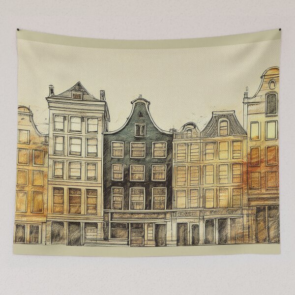 Item preview, Panoramic illustration of Amsterdam canal houses  designed and sold by Photopat.