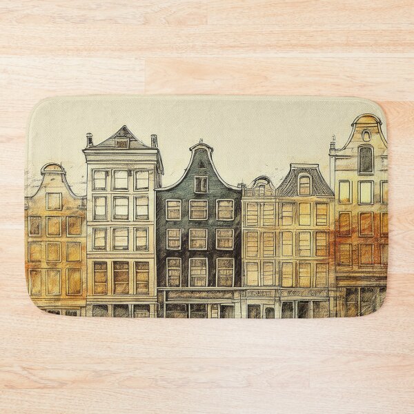 Item preview, Panoramic illustration of Amsterdam canal houses  designed and sold by Photopat.