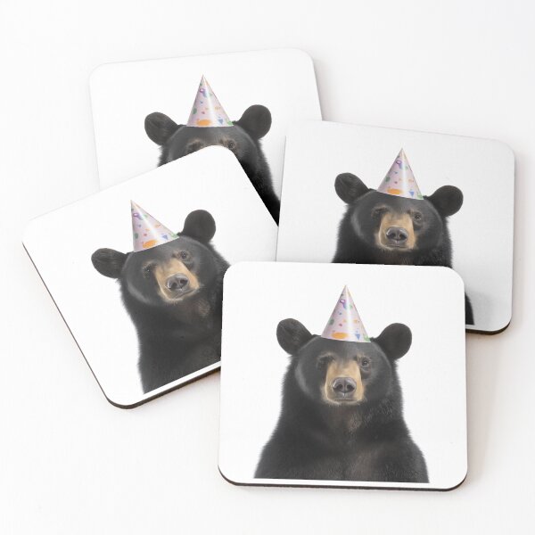 Item preview, American black bear Wearing Birthday Party Hat designed and sold by LazyOwlStore.